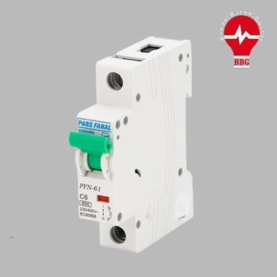 کلید مینیاتوری پارس فانال 1 پل 6 آمپر 6 کیلو آمپر PFN-61-C6