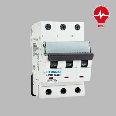 کلید مینیاتوری،3 پل،3 فاز ،32 آمپر،10 کیلو آمپر، HYUNDAI سری HGD 63H