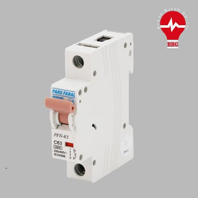 کلید مینیاتوری پارس فانال 1 پل 63 آمپر 6 کیلو آمپر PFN-61-C63