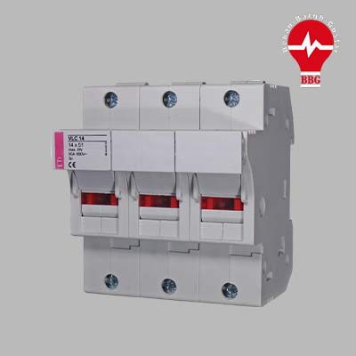 کلید فیوز سیلندری سه فاز جهت فیوزهای سیلندری با سایز 51*14 مدل ETI – VLC14 (بدون فیوز داخل)