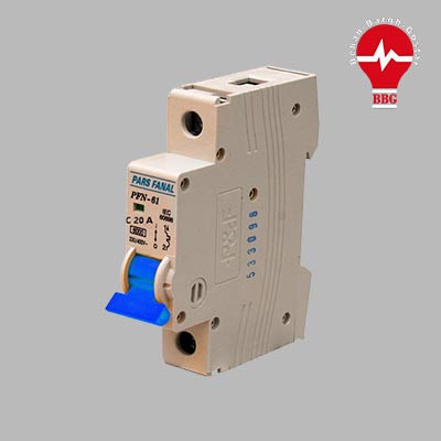 کلید مینیاتوری پارس فانال 1 پل 20 آمپر 6 کیلو آمپر PFN-61-C20