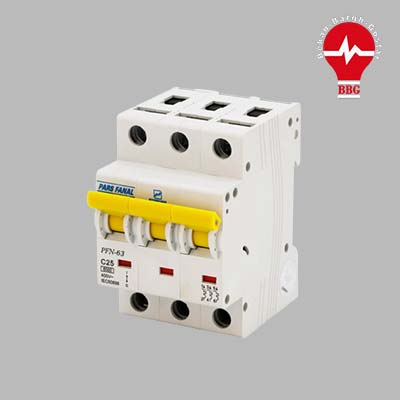 کلید مینیاتوری پارس فانال 3 پل 25 آمپر 6 کیلو آمپر PFN-63-C25