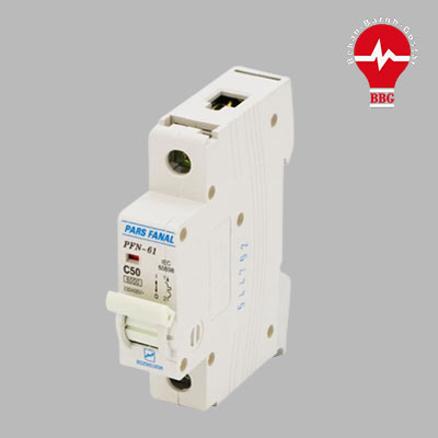 کلید مینیاتوری پارس فانال 1 پل 50 آمپر 6 کیلو آمپر PFN-61-C50