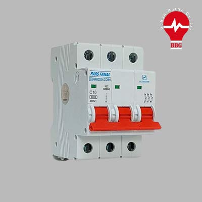 کلید مینیاتوری پارس فانال 3 پل 10 آمپر 6 کیلو آمپر PFN-63-C10